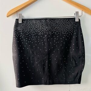 Charlotte Russe Black Mini Skirt with Silver Accents